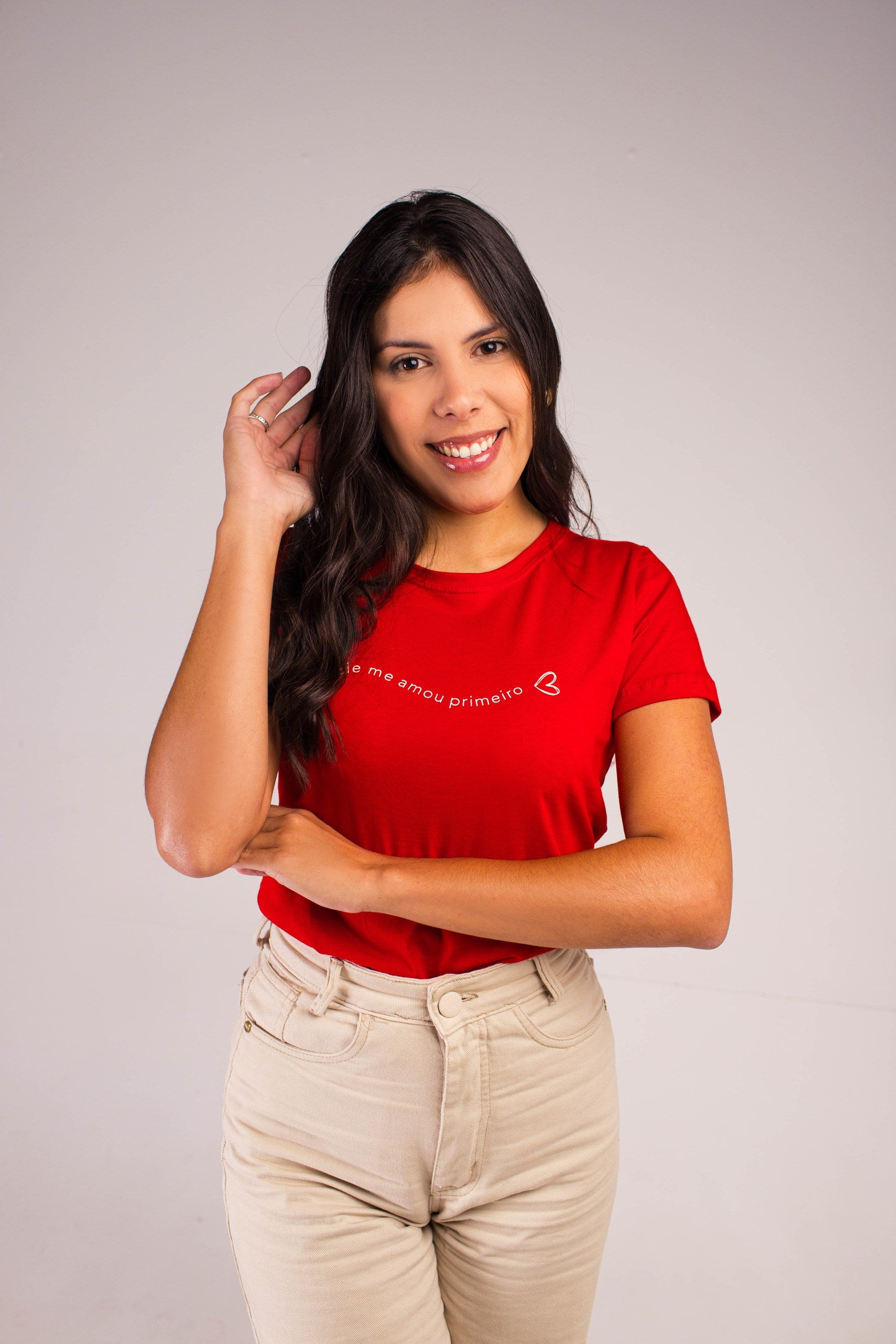 T-SHIRT VERMELHA-ELE ME AMOU PRIMEIRO