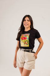 T-SHIRT PRETA-CEREJA